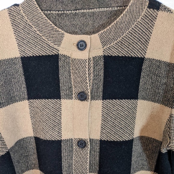 Unbranded Black and Tan 100% Cashmere Button Up Sweater w/ 3/4 Sleeves Size M - Picture 3 of 5